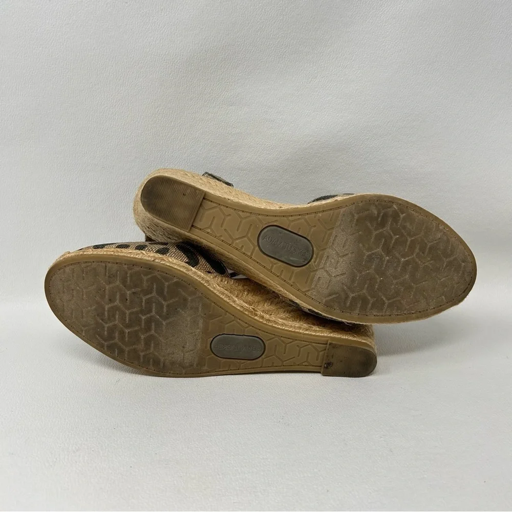 Adam Tucker Espadrille Leopard Print Wedges, Women’s Size 7M